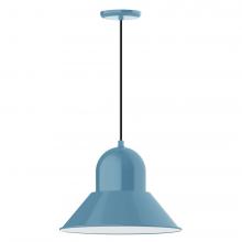 Montclair Light Works PEB125-54-C22-L13 - 16" Prima shade, LED Pendant with white and gray dot fabric cord and canopy, Light Blue