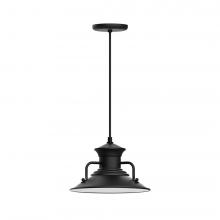 Montclair Light Works PEB142-41-C21-L12 - 12" Homestead shade, LED Pendant with white cord and canopy, Black