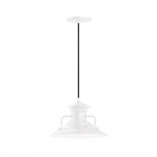 Montclair Light Works PEB142-44-C20-L12 - 12" Homestead shade, LED Pendant with white solid fabric cord and canopy, White