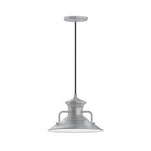 Montclair Light Works PEB142-49-C21-L12 - 12" Homestead shade, LED Pendant with white cord and canopy, Painted Galvanized