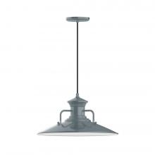 Montclair Light Works PEB143-40-C26-L13 - 18" Homestead shade, LED Pendant with ivory fabric cord and canopy, Slate Gray