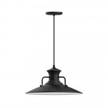 Montclair Light Works PEB143-41-C20-L13 - 18" Homestead shade, LED Pendant with white solid fabric cord and canopy, Black