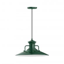 Montclair Light Works PEB143-42-L13 - 18" Homestead shade, LED Pendant with black cord and canopy, Forest Green