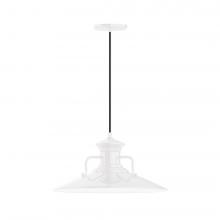 Montclair Light Works PEB143-44-C12-L13 - 18" Homestead shade, LED Pendant with gray solid fabric cord and canopy, White