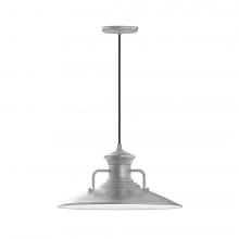 Montclair Light Works PEB143-49-L13 - 18" Homestead shade, LED Pendant with black cord and canopy, Painted Galvanized