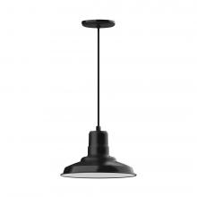 Montclair Light Works PEB182-41-C12-L12 - 12" Warehouse shade, LED Pendant with gray solid fabric cord and canopy, Black