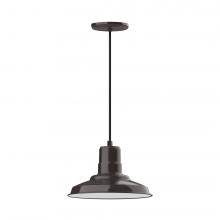 Montclair Light Works PEB182-51-C22-L12 - 12" Warehouse shade, LED Pendant with white and gray dot fabric cord and canopy