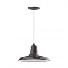 Montclair Light Works PEB183-51-C02-L13 - 14" Warehouse shade, LED Pendant with black solid fabric cord and canopy, Architectural Bronze