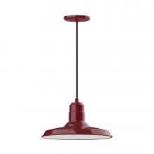 Montclair Light Works PEB183-55-C26-L13 - 14" Warehouse shade, LED Pendant with ivory fabric cord and canopy, Barn Red