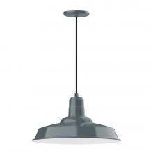 Montclair Light Works PEB185-40-C21-L13 - 18" Warehouse shade, LED Pendant with white cord and canopy, Slate Gray