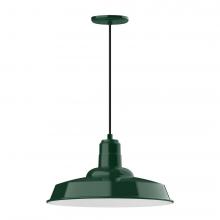 Montclair Light Works PEB185-42-C12-L13 - 18" Warehouse shade, LED Pendant with gray solid fabric cord and canopy, Forest Green