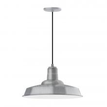 Montclair Light Works PEB185-49-C21-L13 - 18" Warehouse shade, LED Pendant with white cord and canopy, Painted Galvanized