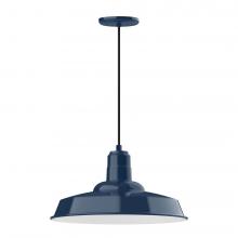 Montclair Light Works PEB185-50-C16-L13 - 18" Warehouse shade, LED Pendant with navy mini tweed fabric cord and canopy, Navy