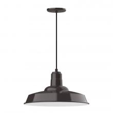 Montclair Light Works PEB185-51-W18-L13 - 18" Warehouse shade, LED Pendant with black cord and canopy, wire grill, Architectural Bronze