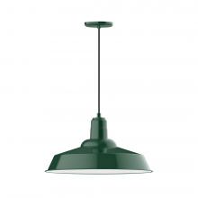 Montclair Light Works PEB186-42-C21-L14 - 20" Warehouse shade, LED Pendant with white cord and canopy, Forest Green