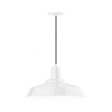 Montclair Light Works PEB186-44-C12-L14 - 20" Warehouse shade, LED Pendant with gray solid fabric cord and canopy, White