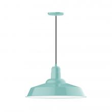 Montclair Light Works PEB186-48-C22-L14 - 20" Warehouse shade, LED Pendant with white and gray dot fabric cord and canopy, Sea Green