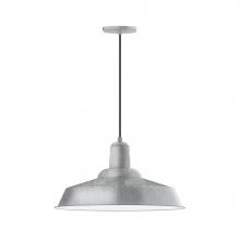 Montclair Light Works PEB186-49-C21-L14 - 20" Warehouse shade, LED Pendant with white cord and canopy, Painted Galvanized