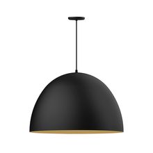 Montclair Light Works PEB214-41-75-L14 - 30" XL Choices Deep Dome Shade, medium base, black cord with canopy, Black with Gold Matte Inter