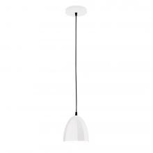 Montclair Light Works PEB417-44-C02-L10 - 6" J-Series shade, black solid fabric cord with canopy, White