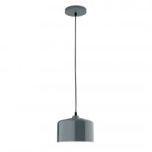 Montclair Light Works PEB419-40-C22-L10 - 8.5" J-Series shade, white and gray dot fabric cord with canopy, Slate Gray