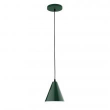 Montclair Light Works PEB420-42-C20-L10 - 8" J-Series shade, white solid fabric cord with canopy, Forest Green