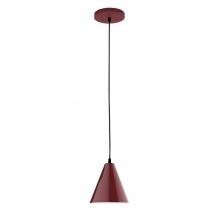 Montclair Light Works PEB420-55-C27-L10 - 8" J-Series shade, neutral argyle fabric cord with canopy, Barn Red