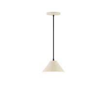 Montclair Light Works PEB421-16-C24-L10 - 8" Axis Mini Cone LED Pendant, cool tweed fabric cord with canopy, Cream