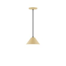 Montclair Light Works PEB421-17-C12-L10 - 8" Axis Mini Cone LED Pendant, gray fabric cord with canopy, Ivory