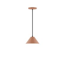 Montclair Light Works PEB421-19-C02-L10 - 8" Axis Mini Cone LED Pendant, black fabric cord with canopy, Terracotta