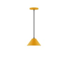 Montclair Light Works PEB421-21-C20-L10 - 8" Axis Mini Cone LED Pendant, white fabric cord with canopy, Bright Yellow