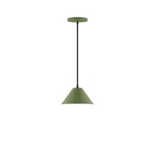 Montclair Light Works PEB421-22-C20-L10 - 8" Axis Mini Cone LED Pendant, white fabric cord with canopy, Fern Green