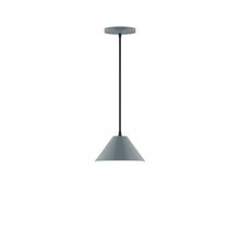 Montclair Light Works PEB421-40-C12-L10 - 8" Axis Mini Cone LED Pendant, gray fabric cord with canopy, Slate Gray