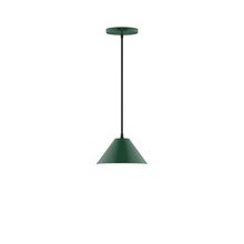 Montclair Light Works PEB421-42-C20-L10 - 8" Axis Mini Cone LED Pendant, white fabric cord with canopy, Forest Green