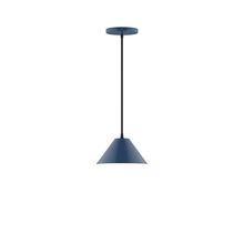 Montclair Light Works PEB421-50-C02-L10 - 8" Axis Mini Cone LED Pendant, black fabric cord with canopy, Navy