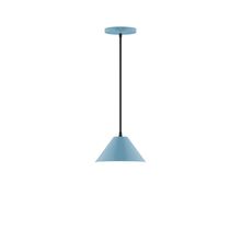 Montclair Light Works PEB421-54-C12-L10 - 8" Axis Mini Cone LED Pendant, gray fabric cord with canopy, Light Blue