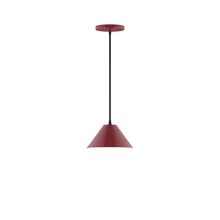 Montclair Light Works PEB421-55-C02-L10 - 8" Axis Mini Cone LED Pendant, black fabric cord with canopy, Barn Red