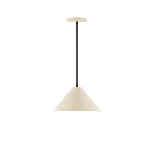 Montclair Light Works PEB422-16-C02-L12 - 12" Axis Cone LED Pendant, black fabric cord with canopy, Cream