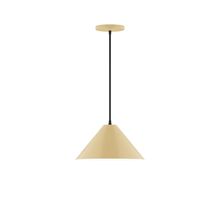 Montclair Light Works PEB422-17-C22-L12 - 12" Axis Cone LED Pendant, white and gray dot fabric cord with canopy, Ivory