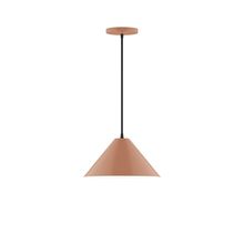 Montclair Light Works PEB422-19-C02-L12 - 12" Axis Cone LED Pendant, black fabric cord with canopy, Terracotta