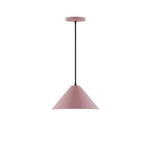 Montclair Light Works PEB422-20-C24-L12 - 12" Axis Cone LED Pendant, cool tweed fabric cord with canopy, Mauve