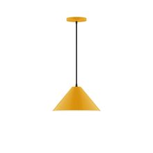 Montclair Light Works PEB422-21-C12-L12 - 12" Axis Cone LED Pendant, gray fabric cord with canopy, Bright Yellow