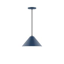 Montclair Light Works PEB422-50-C12-L12 - 12" Axis Cone LED Pendant, gray fabric cord with canopy, Navy