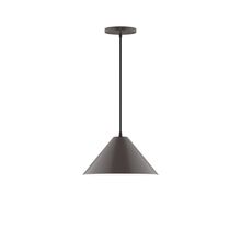 Montclair Light Works PEB422-51-C12-L12 - 12" Axis Cone LED Pendant, gray fabric cord with canopy, Architectural Bronze