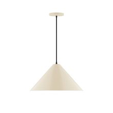 Montclair Light Works PEB423-16-C24-L13 - 18" Axis Cone LED Pendant, cool tweed fabric cord with canopy, Cream