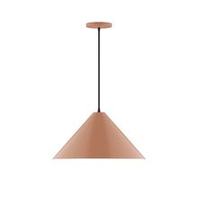 Montclair Light Works PEB423-19-C26-L13 - 18" Axis Cone LED Pendant, ivory fabric cord with canopy, Terracotta