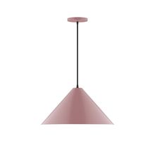 Montclair Light Works PEB423-20-C24-L13 - 18" Axis Cone LED Pendant, cool tweed fabric cord with canopy, Mauve