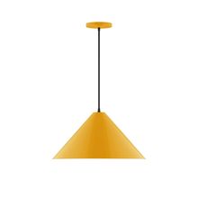 Montclair Light Works PEB423-21-C02-L13 - 18" Axis Cone LED Pendant, black fabric cord with canopy, Bright Yellow