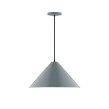 Montclair Light Works PEB423-40-C26-L13 - 18" Axis Cone LED Pendant, ivory fabric cord with canopy, Slate Gray