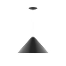 Montclair Light Works PEB423-41-C12-L13 - 18" Axis Cone LED Pendant, gray fabric cord with canopy, Black